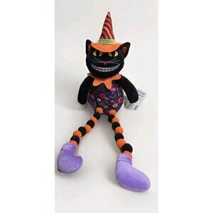 Halloween‎ Plush Vintage Style Grinning Sitting Cat 18" Tabletop Decor